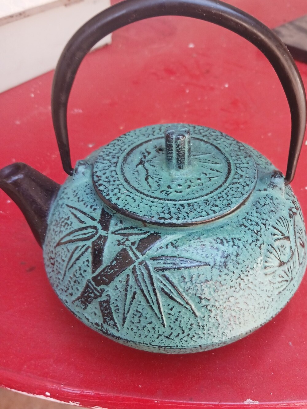 Cast Iron Tea  Pot  with Bamboo Motif